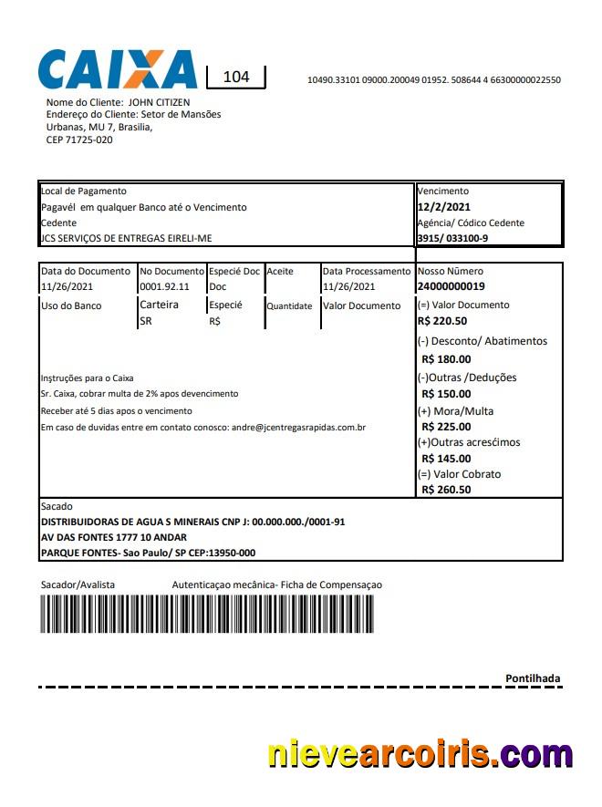 Brazil Caixa bank statement easy to fill in Excel and PDF format